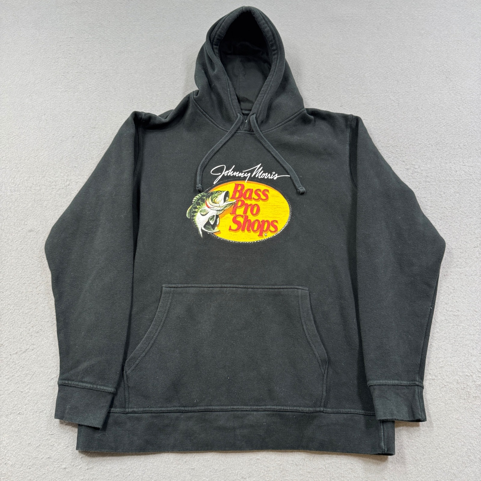 Bass Pro Shops Hoodie Men's L Black Johnny Morris Fleece Lined Outdoor Fishing